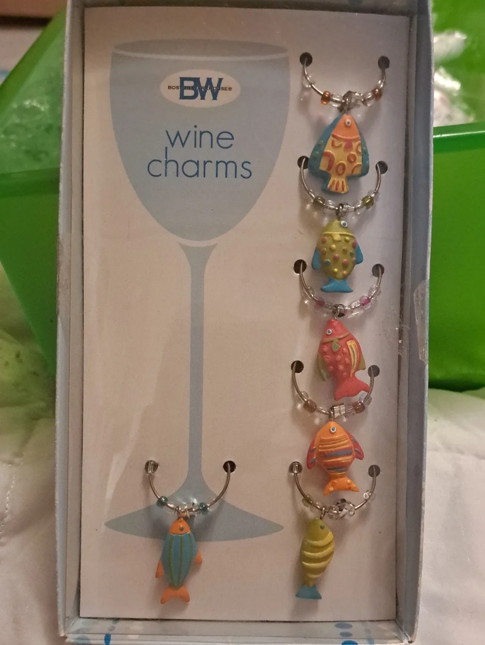 Colorful Fish Wine Glass Charms - Set of 6